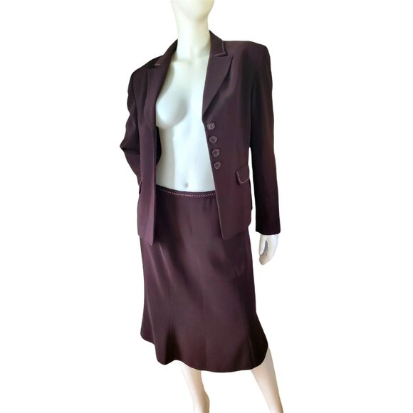 Travis Ayers 8 Vintage Y2K Skirt Suit Set Business Blazer Outfit Embroidered - Picture 10 of 14
